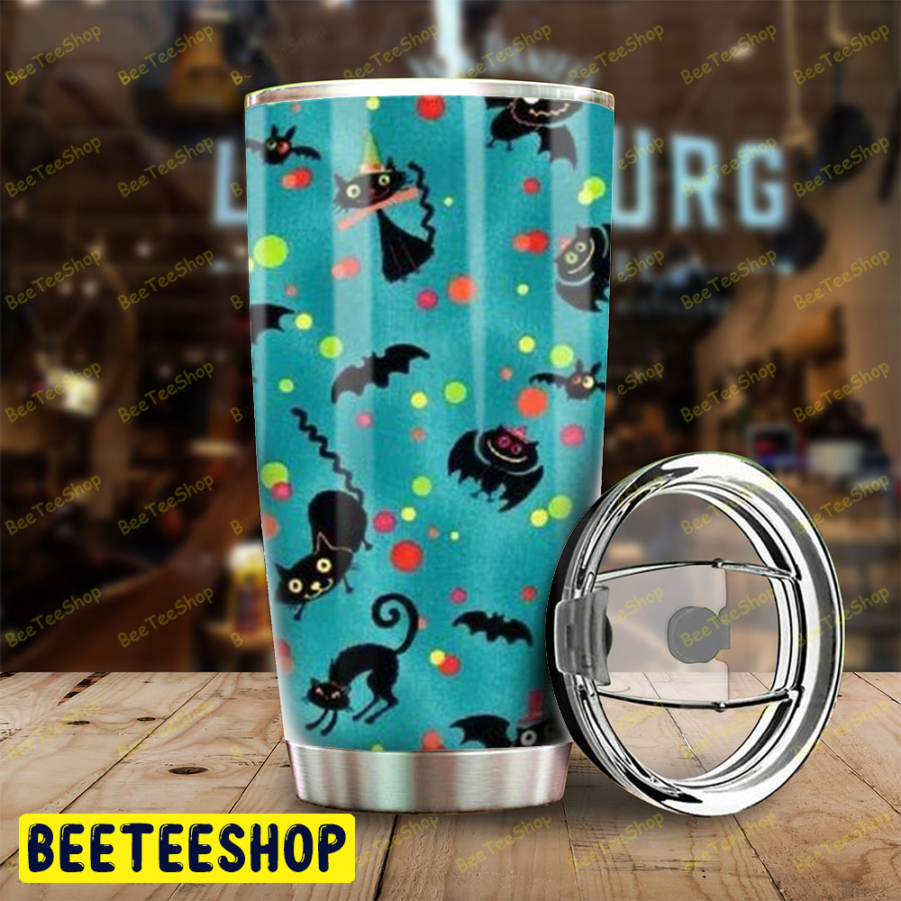 Bats Cats Halloween Pattern 322 Tumbler