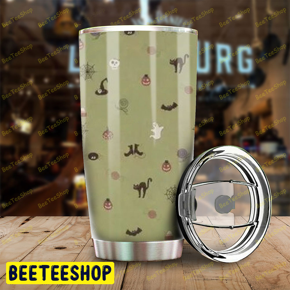 Bats Cats Halloween Pattern 364 Tumbler