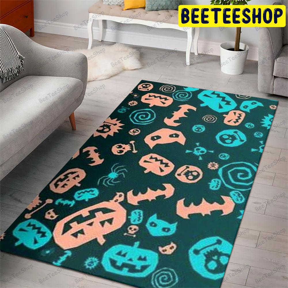 Bats Cats Pumpkins Halloween Pattern 197 Beeteeshop Rug Rectangle