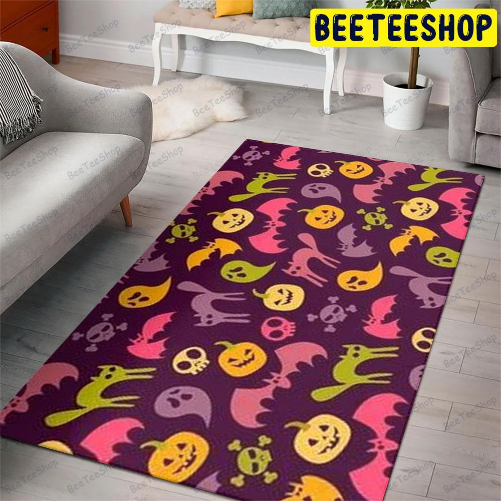 Bats Ghosts Pumpkins Halloween Pattern 092 Beeteeshop Rug Rectangle