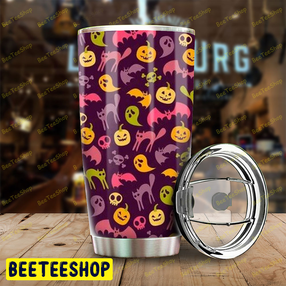 Bats Ghosts Pumpkins Halloween Pattern 092 Tumbler