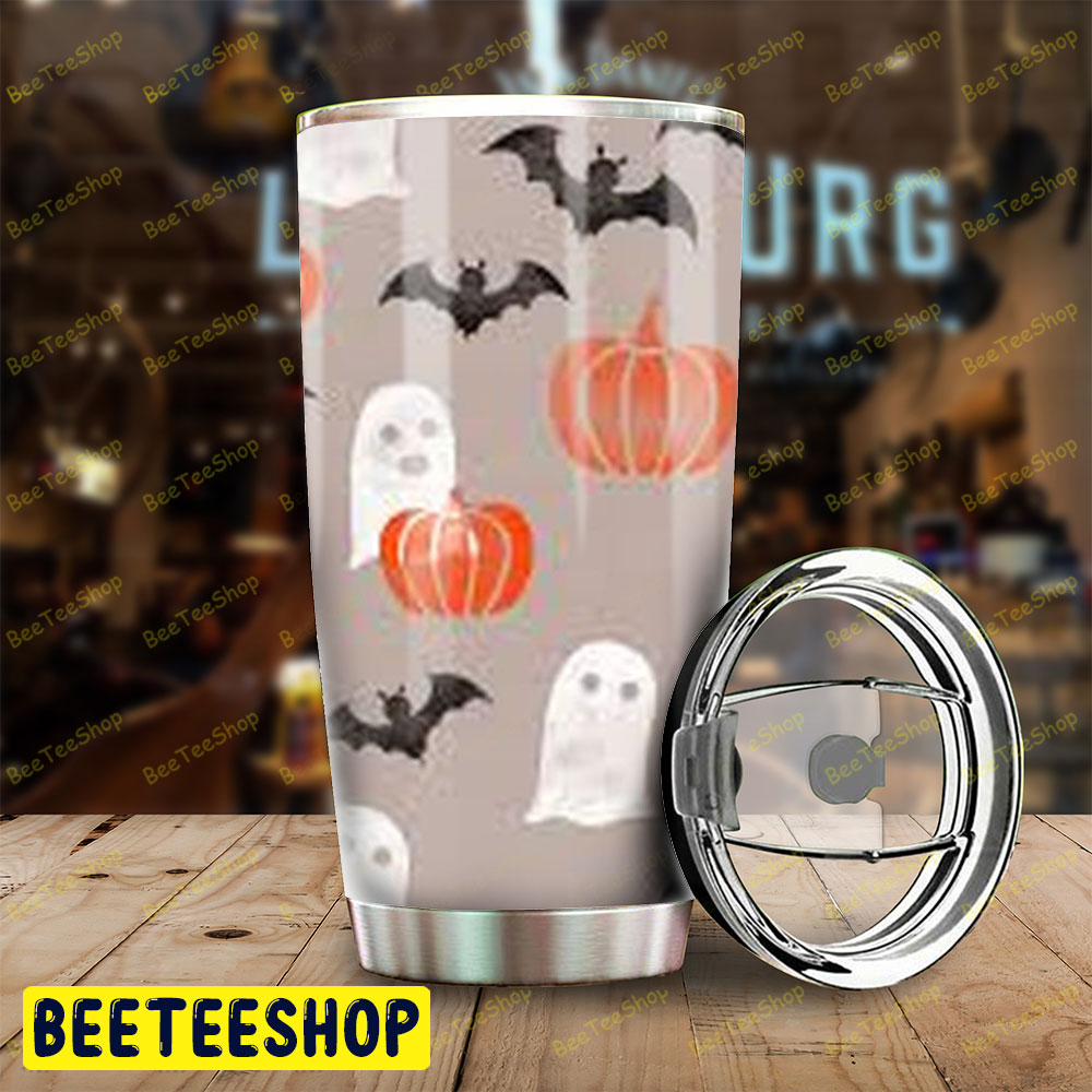 Bats Ghosts Pumpkins Halloween Pattern 157 Tumbler