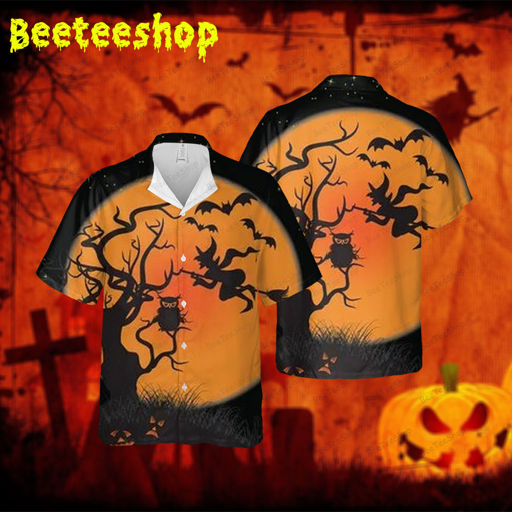 Bats Halloween 385 Spread Collar Hawaii Shirt