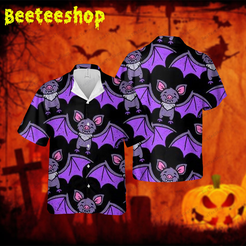 Bats Halloween 4 Spread Collar Hawaii Shirt