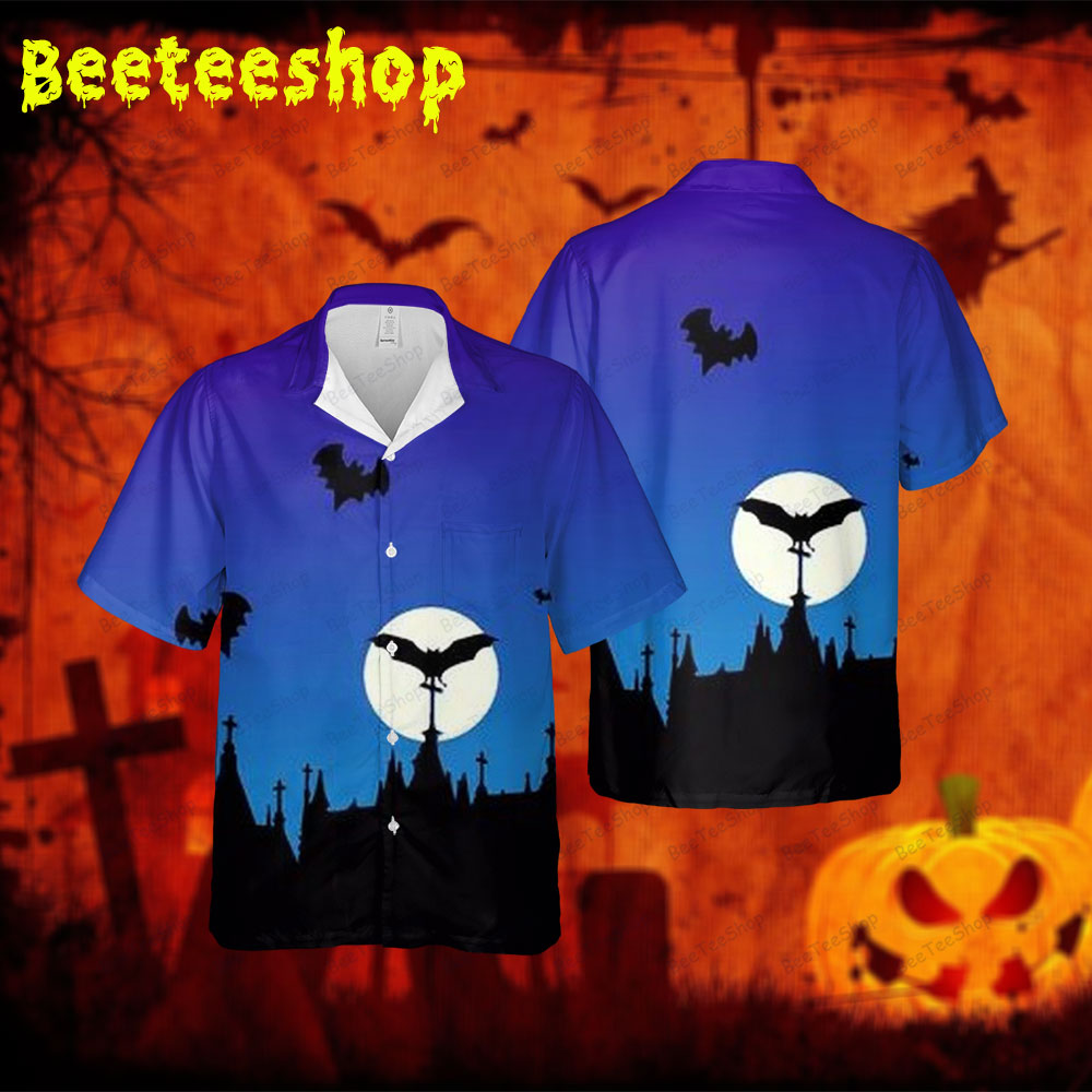 Bats Halloween 403 Spread Collar Hawaii Shirt