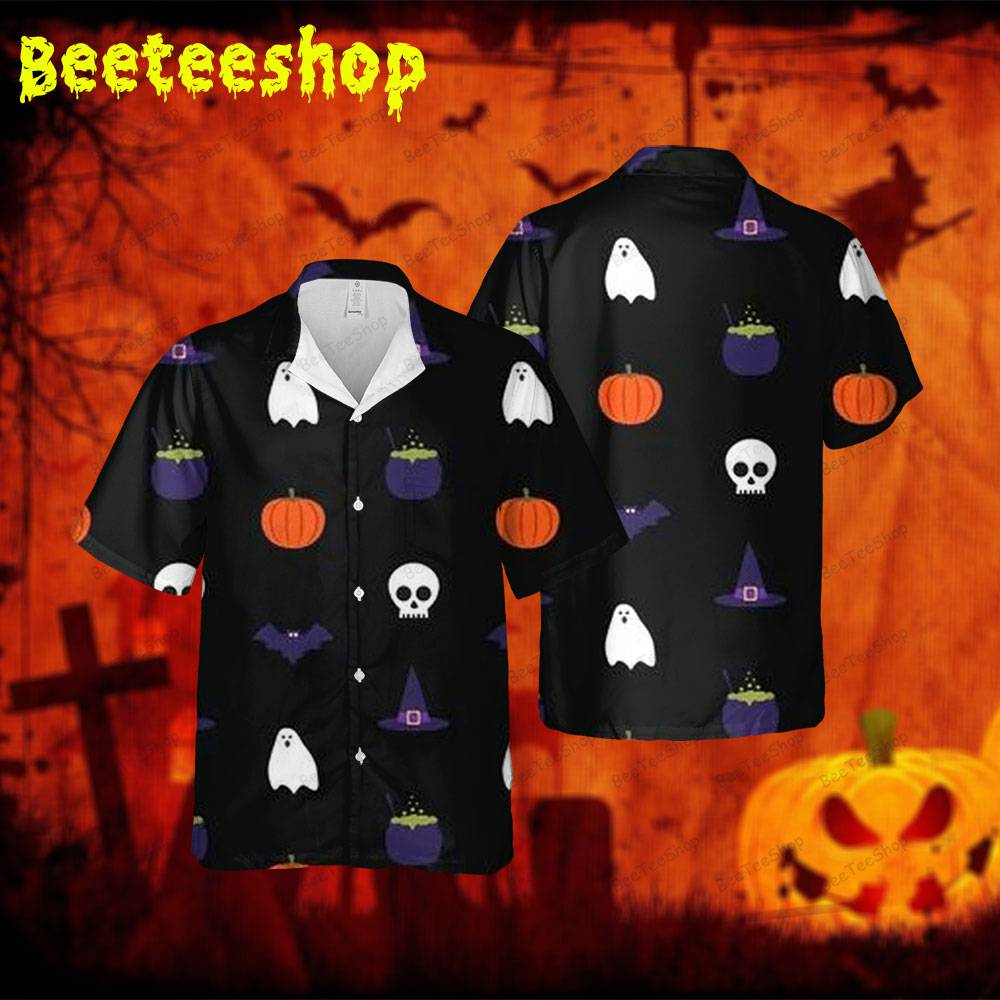 Bats Pumpkins Halloween 032 Spread Collar Hawaii Shirt - Beeteeshop