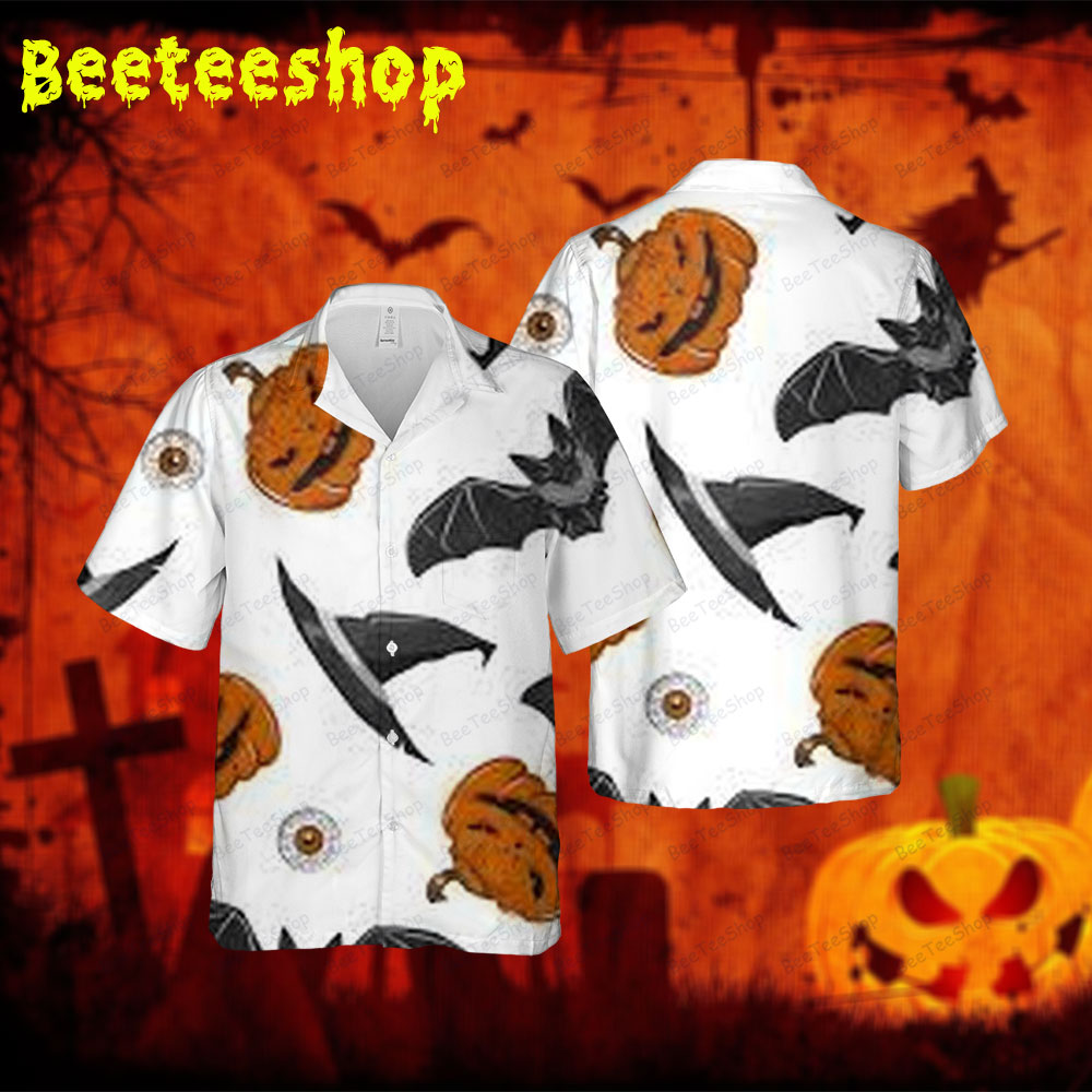 Bats Pumpkins Halloween 089 Spread Collar Hawaii Shirt