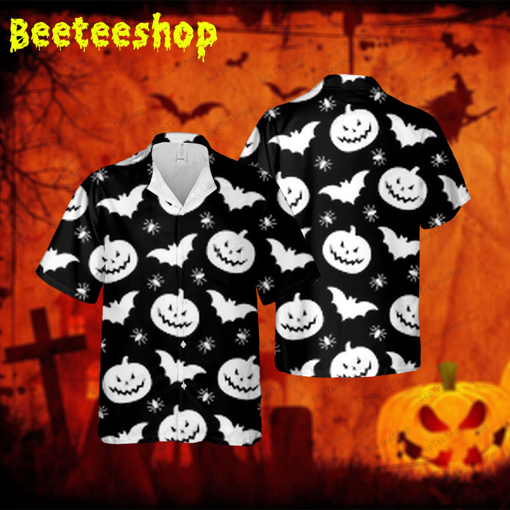 Bats Pumpkins Halloween 128 Spread Collar Hawaii Shirt