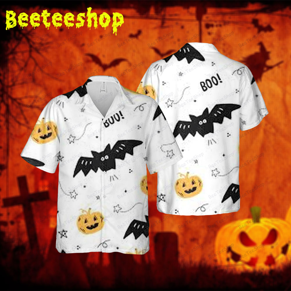 Bats Pumpkins Halloween 145 Spread Collar Hawaii Shirt