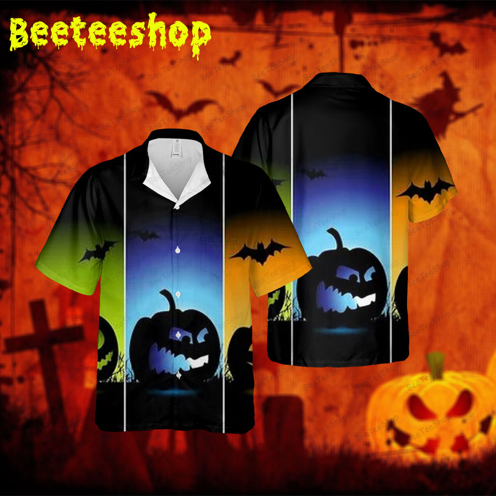 Bats Pumpkins Halloween 151 Spread Collar Hawaii Shirt