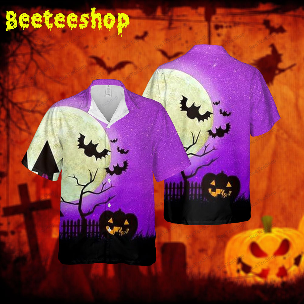 Bats Pumpkins Halloween 172 Spread Collar Hawaii Shirt