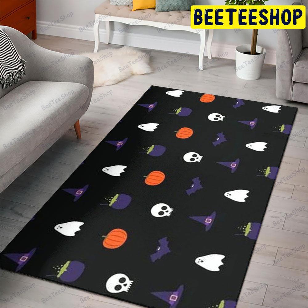 Bats Pumpkins Halloween Pattern 032 Beeteeshop Rug Rectangle