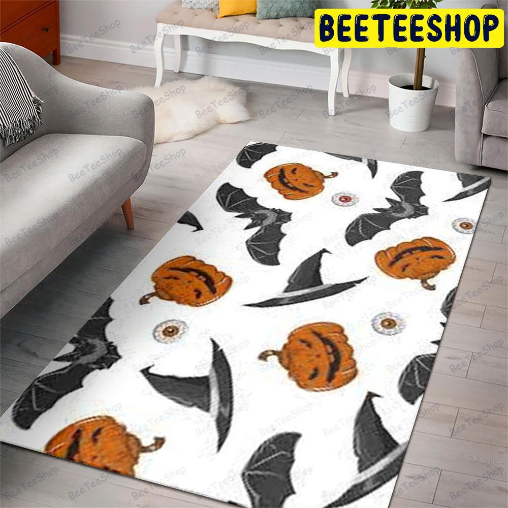 Bats Pumpkins Halloween Pattern 089 Beeteeshop Rug Rectangle