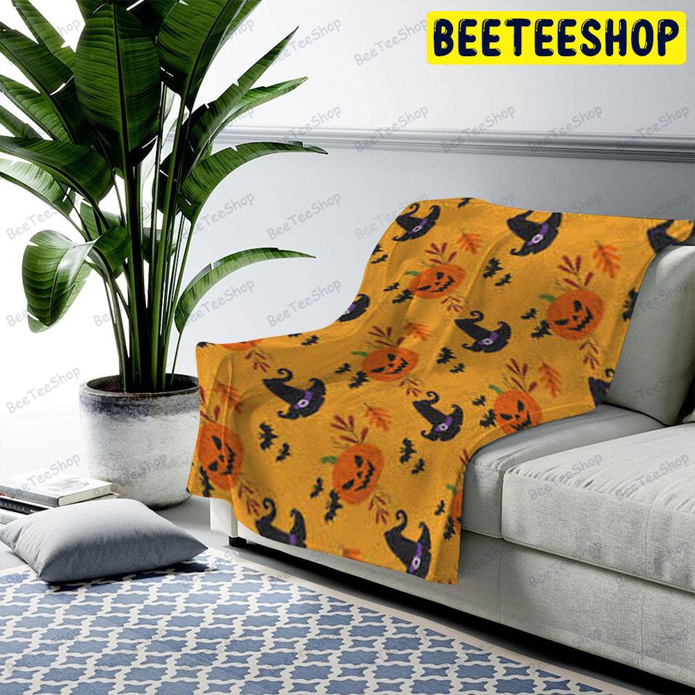 Bats Pumpkins Halloween Pattern 112 Beeteeshop US Cozy Blanket