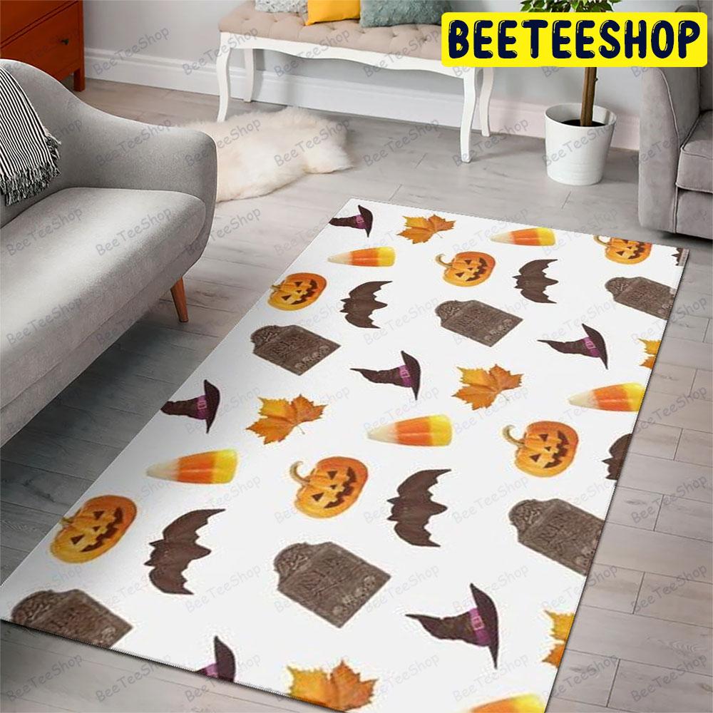 Candy Bats Pumpkins Halloween Pattern 066 Beeteeshop Rug Rectangle