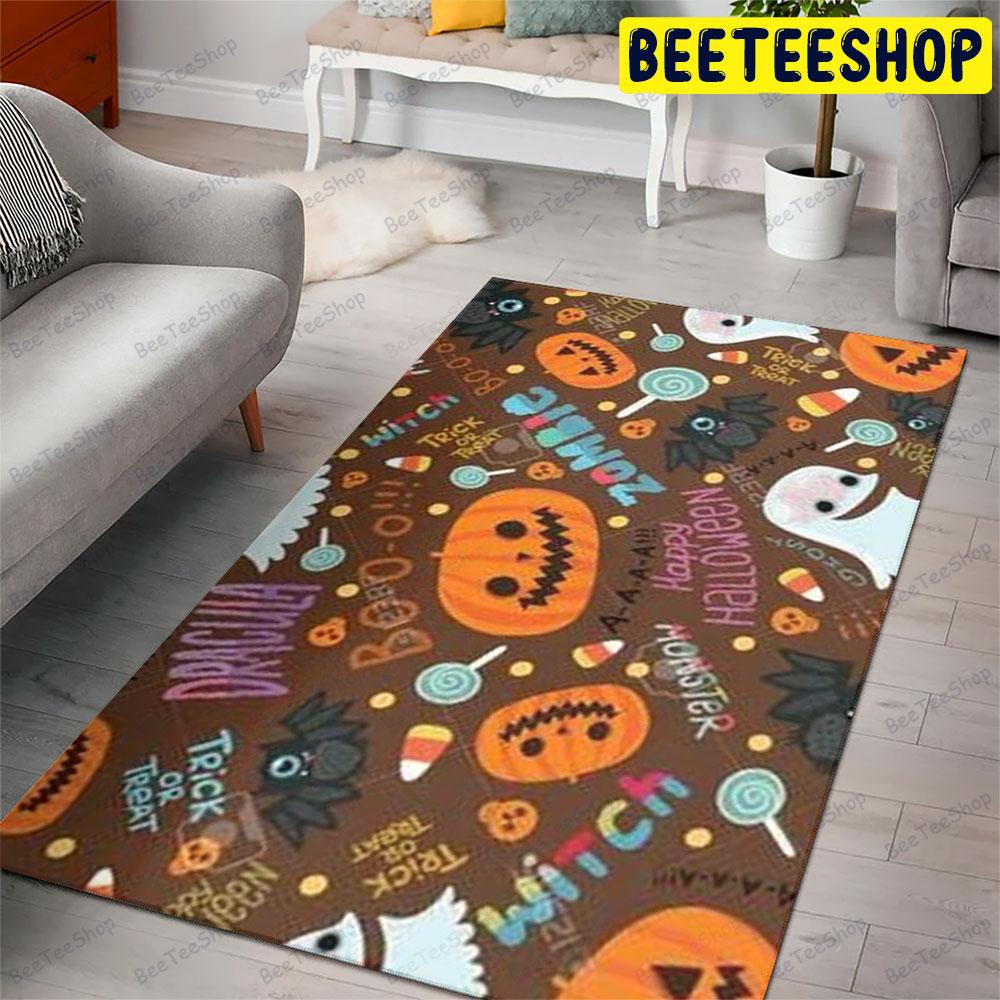 Candy Ghosts Pumpkins Halloween Pattern 253 Beeteeshop Rug Rectangle