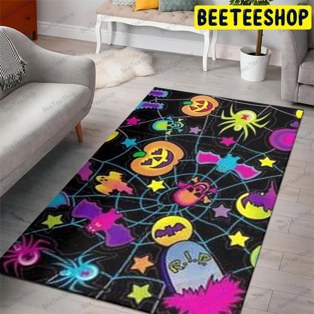 Candy Spiders Pumpkins Halloween Pattern Beeteeshop Rug Rectangle