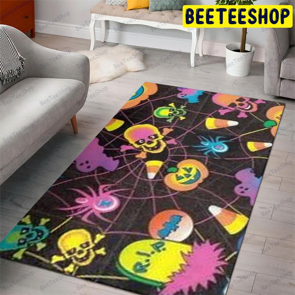 Candy Spiders Skulls Ghosts Pumpkins Halloween Pattern Beeteeshop Rug Rectangle