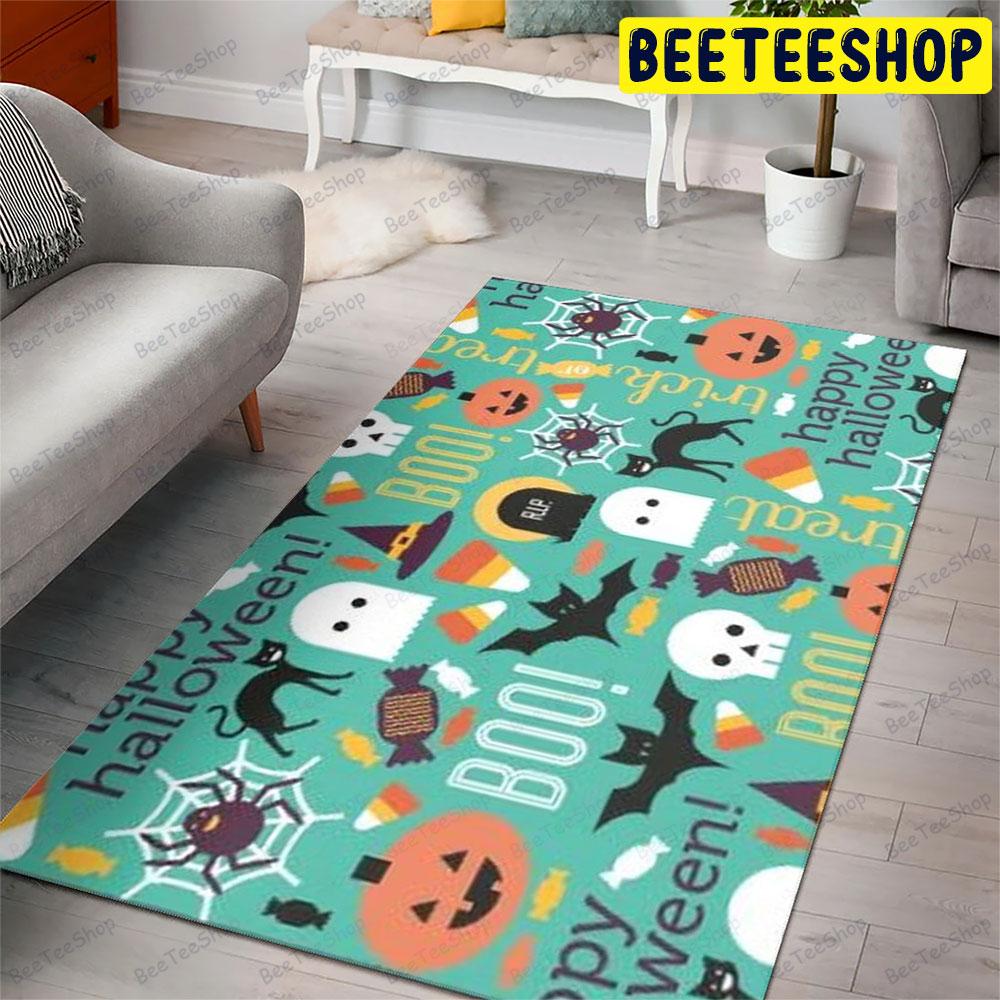 Candy Witch Hats Bats Cats Ghosts Pumpkins Halloween Pattern Beeteeshop Rug Rectangle