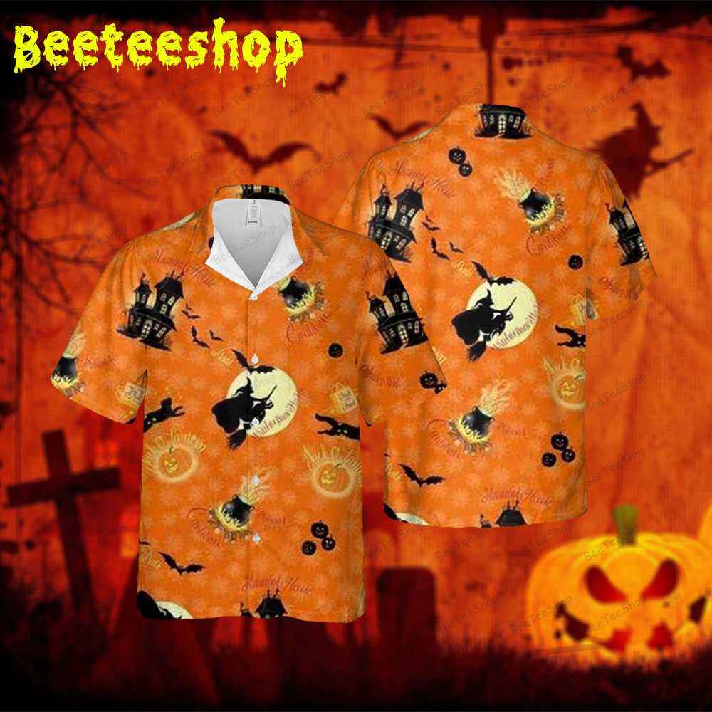 Cats Pumpkins Halloween 157 Spread Collar Hawaii Shirt