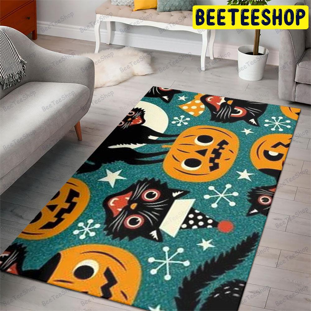 Cats Pumpkins Halloween Pattern 129 Beeteeshop Rug Rectangle