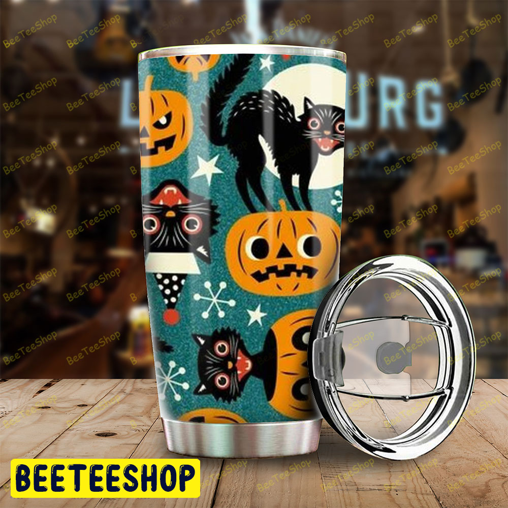 Cats Pumpkins Halloween Pattern 129 Tumbler