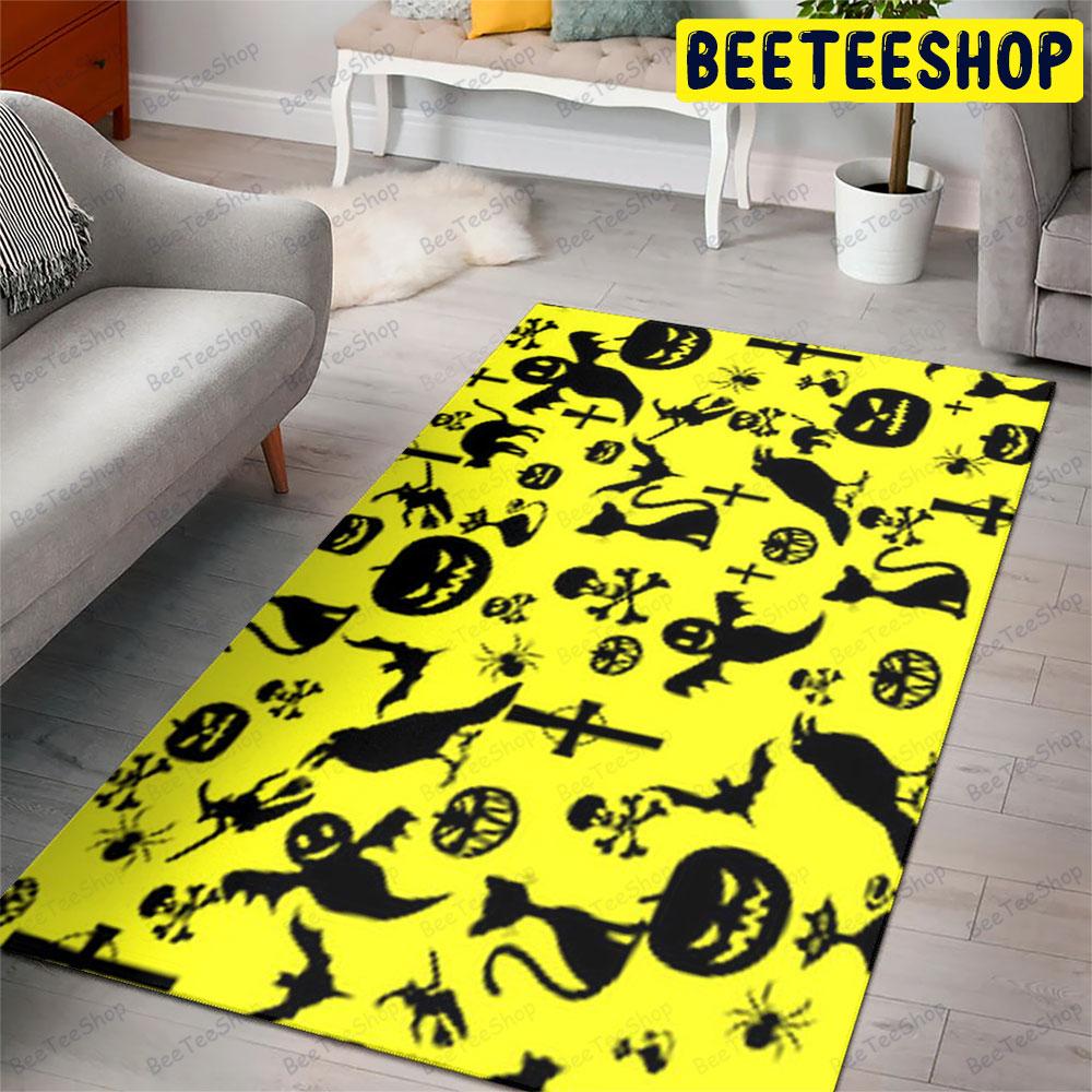 Crows Bats Cats Pumpkins Halloween Pattern Beeteeshop Rug Rectangle