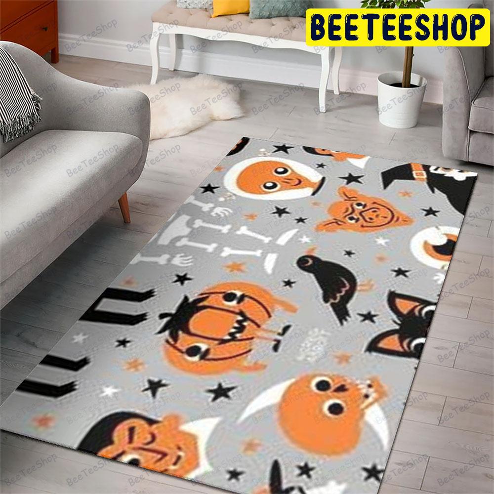 Crows Skulls Bats Cats Ghosts Pumpkins Halloween Pattern Beeteeshop Rug Rectangle