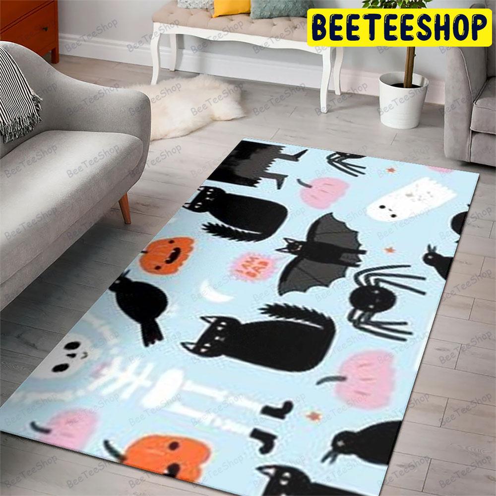 Crows Spiders Bats Cats Pumpkins Halloween Pattern Beeteeshop Rug Rectangle