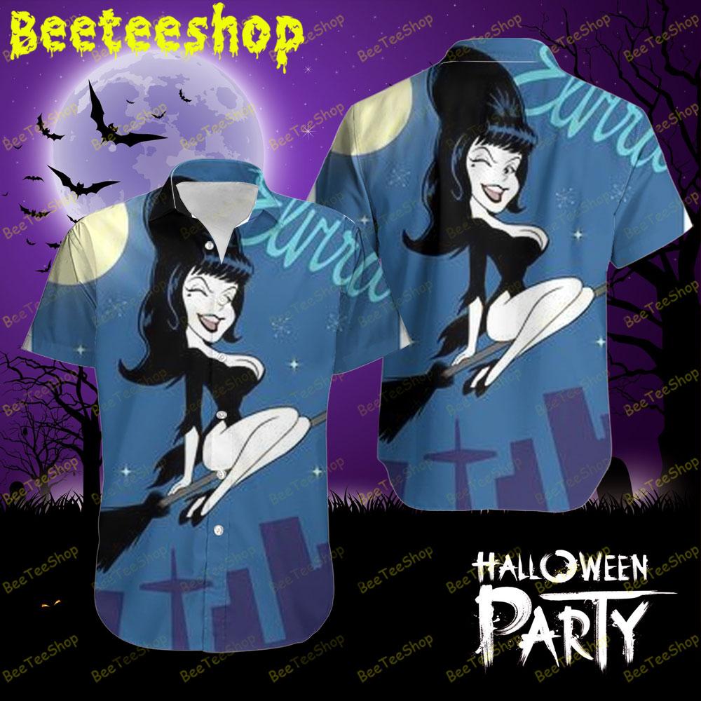 Flying Elvira Mistress Of The Dark Halloween Beeteeshop Hawaii Shirt