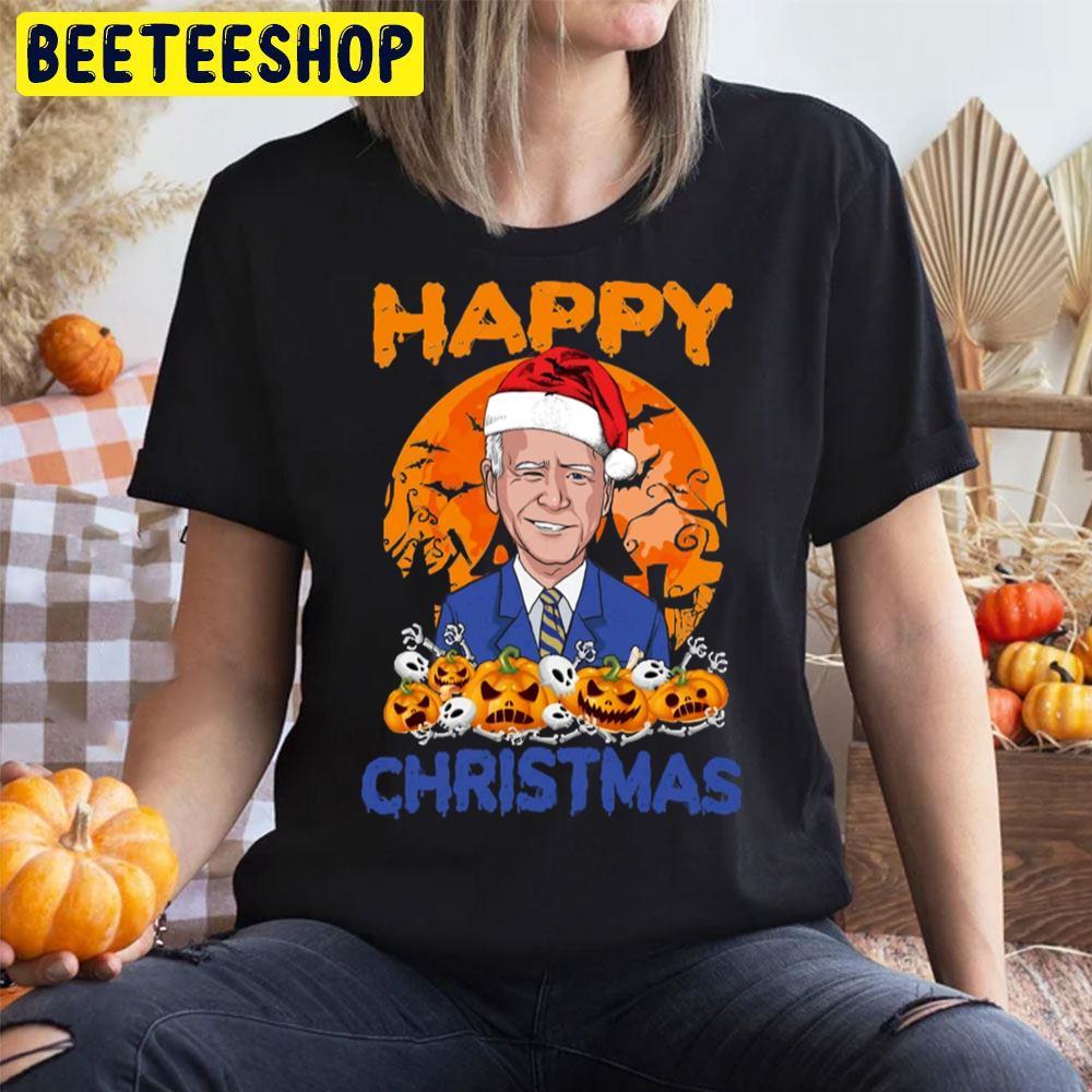 Funny Joe Biden Halloween Happy Christmas Santa Hat Beeteeshop Trending Unisex T-Shirt