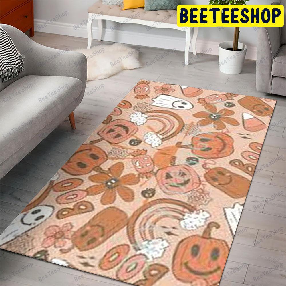 Ghosts Pumpkins Halloween Pattern 047 Beeteeshop Rug Rectangle