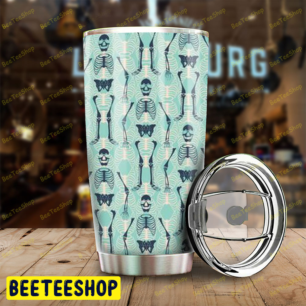 Green Skeletons Halloween Pattern Tumbler