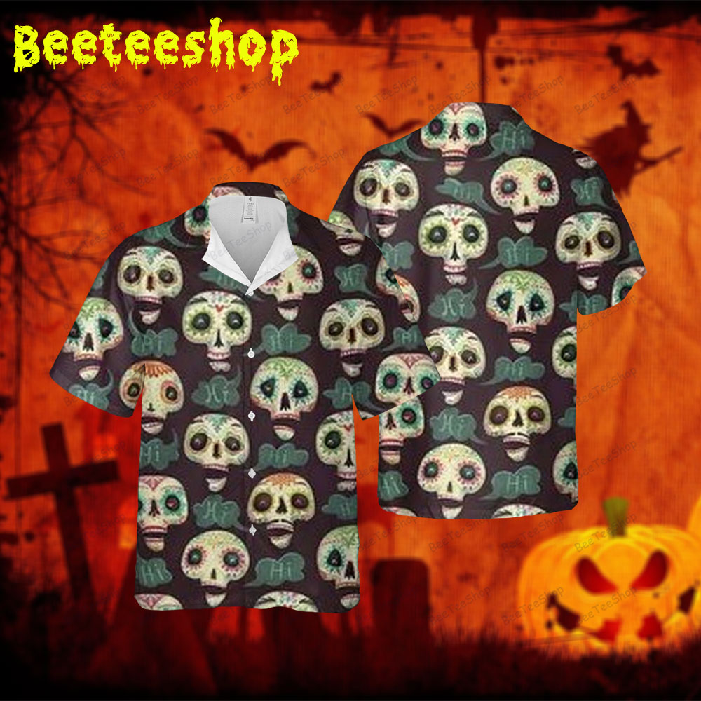 Mexico Skulls Halloween Spread Collar Hawaii Shirt