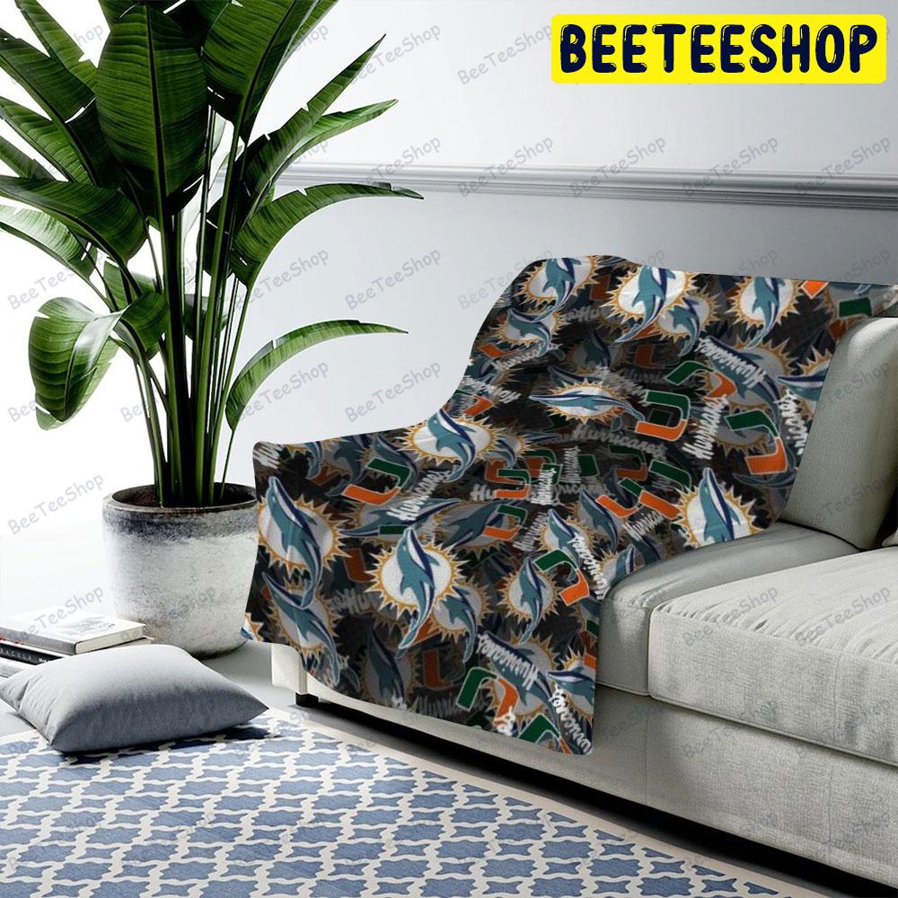 Miami Sports Combo American Sports Teams Beeteeshop US Cozy Blanket