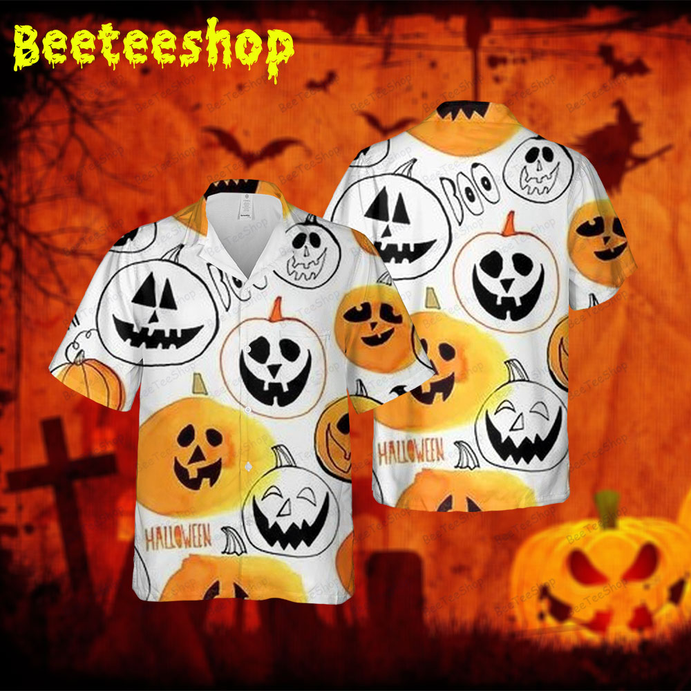 Pumpkins Halloween 204 Spread Collar Hawaii Shirt