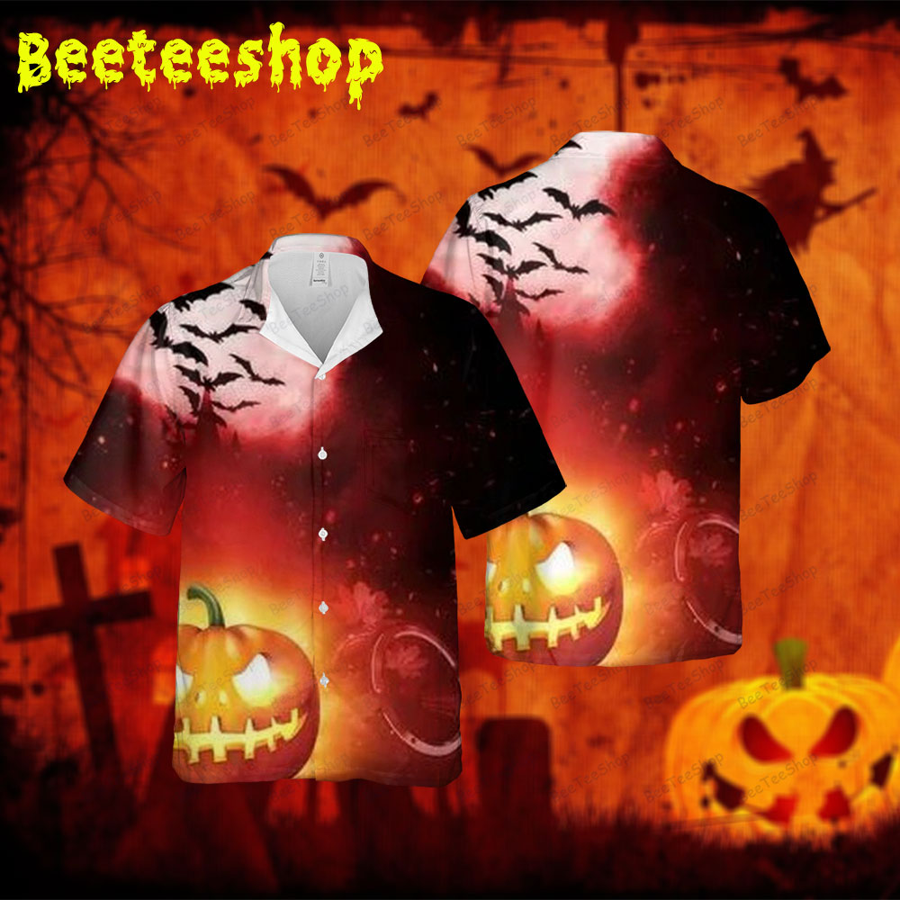 Pumpkins Halloween 386 Spread Collar Hawaii Shirt