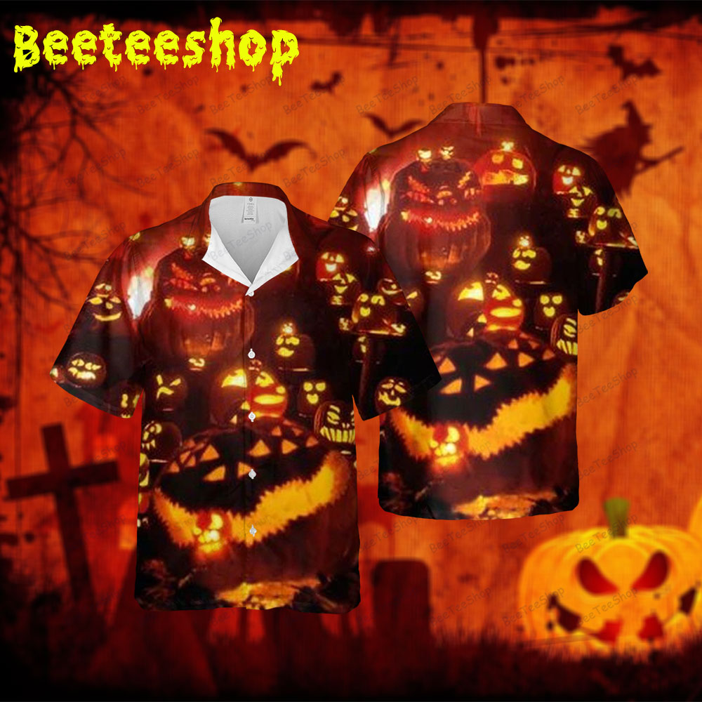 Pumpkins Halloween 408 Spread Collar Hawaii Shirt