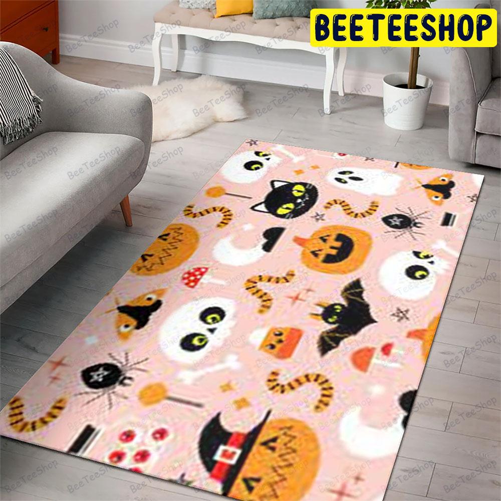 Purple Art Pumpkins Halloween Pattern Beeteeshop Rug Rectangle