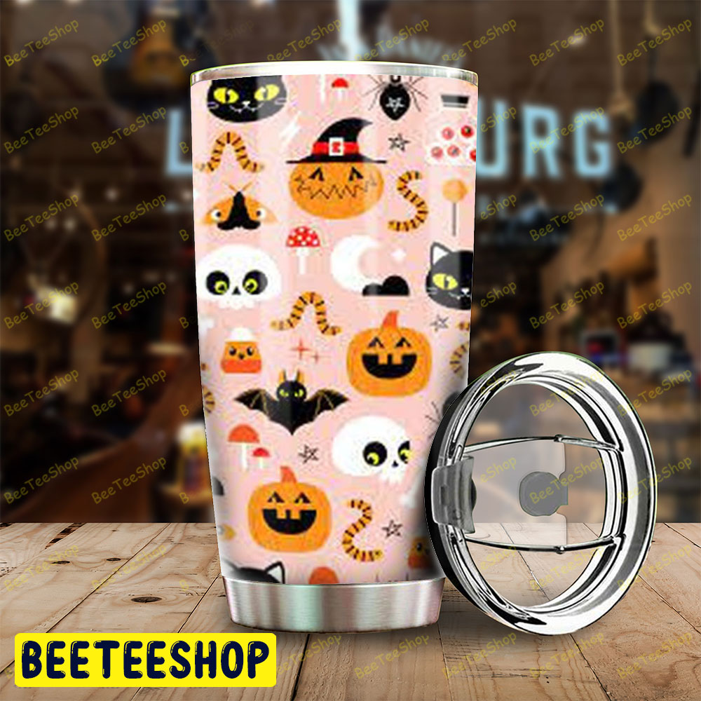 Purple Art Pumpkins Halloween Pattern Tumbler