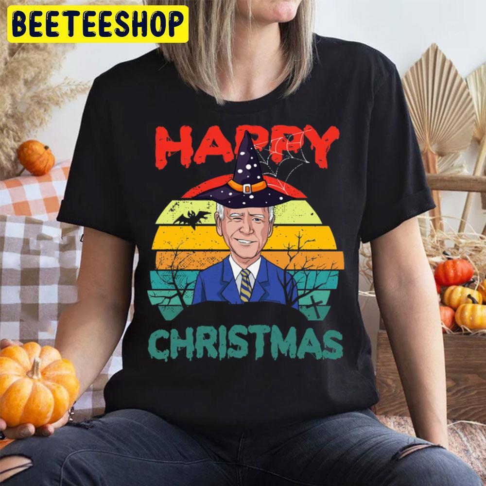 Retro Joe Biden Halloween Happy Christmas Witch Hat Anti Biden Beeteeshop Trending Unisex T-Shirt