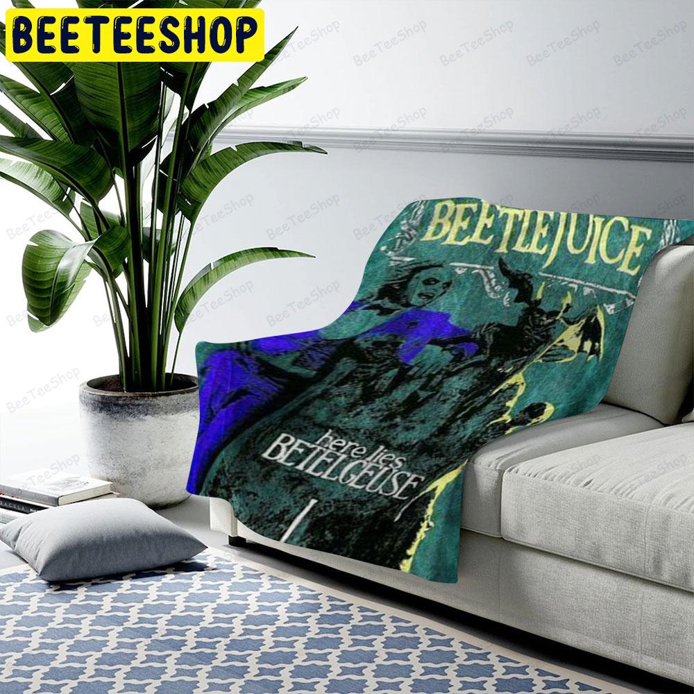 Retro Style Here Lies Beetlejuice Halloween Beeteeshop US Cozy Blanket