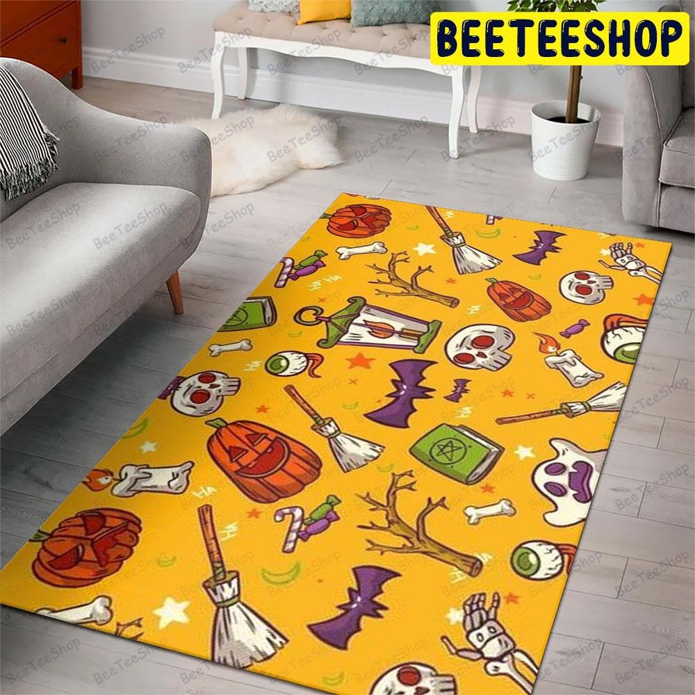 Skulls Bats Boos Pumpkins Halloween Pattern 014 Beeteeshop Rug Rectangle