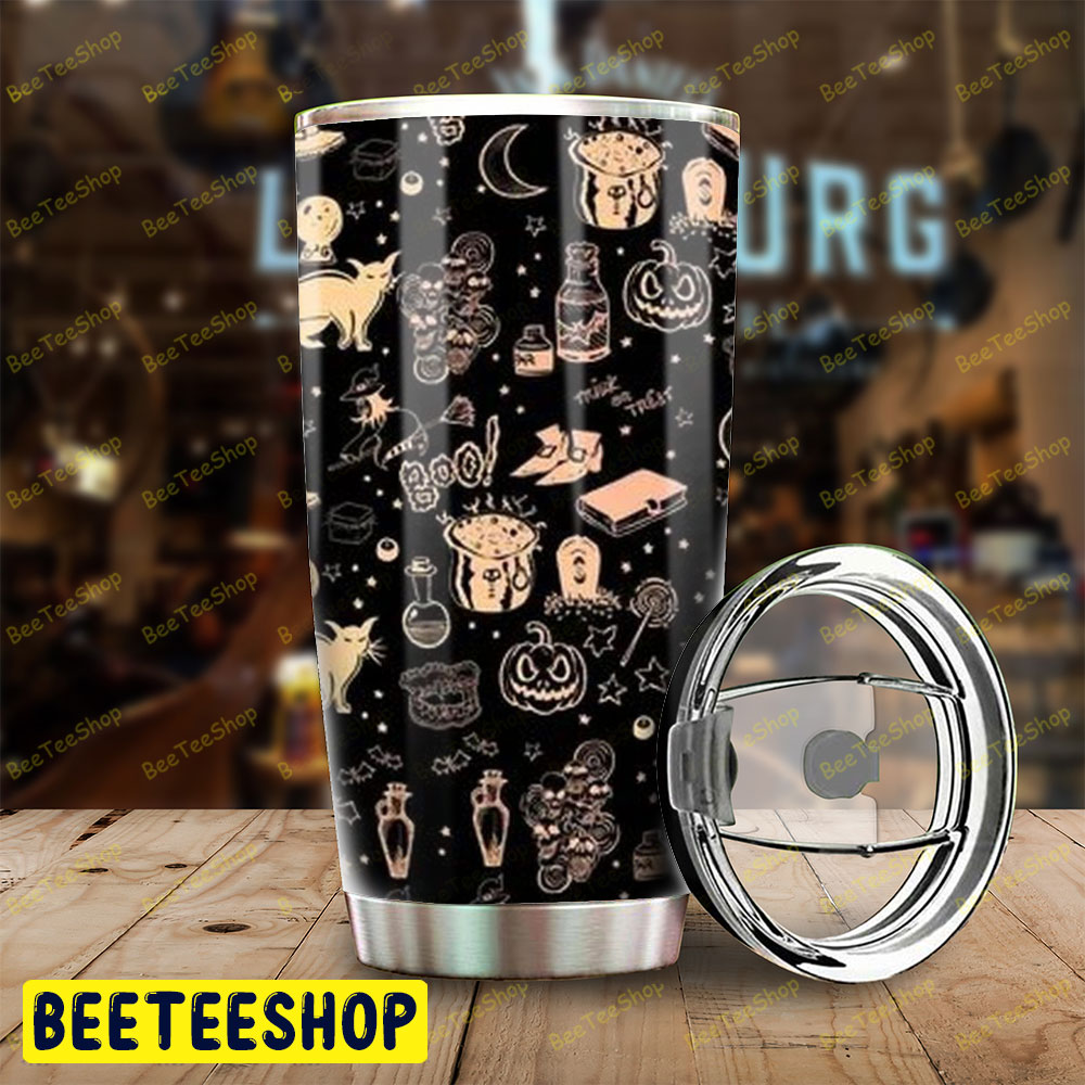 Skulls Bats Halloween Pattern Tumbler