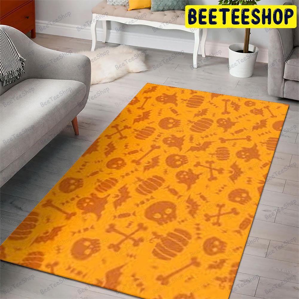 Skulls Bats Pumpkins Halloween Pattern 043 Beeteeshop Rug Rectangle