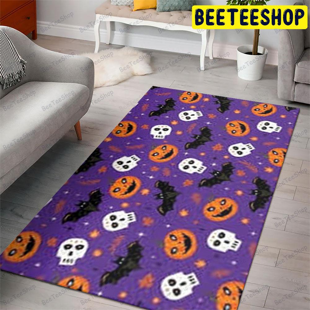 Skulls Bats Pumpkins Halloween Pattern 102 Beeteeshop Rug Rectangle