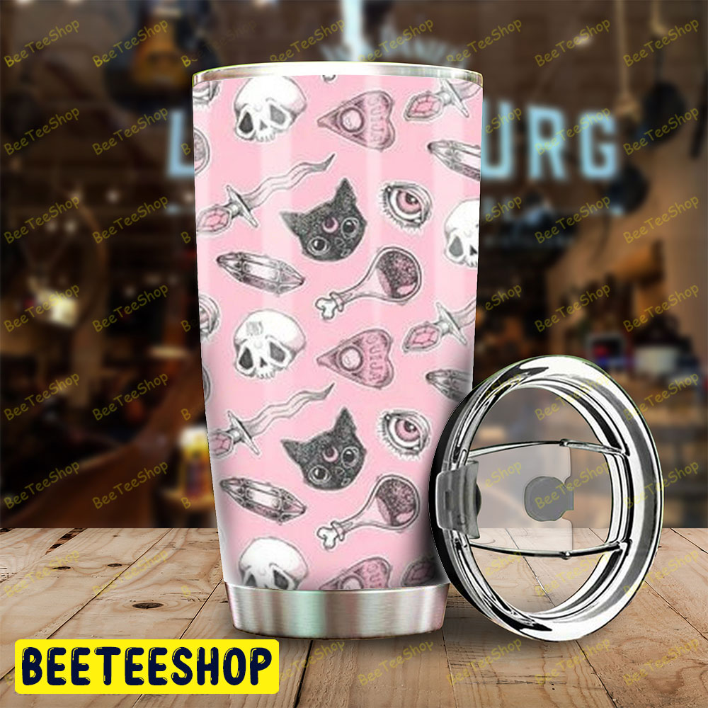 Skulls Cats Halloween Pattern Tumbler