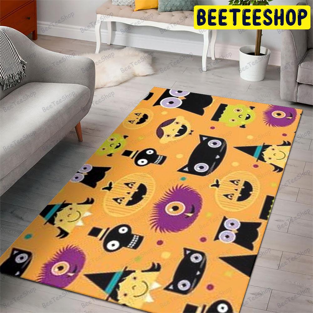 Skulls Cats Pumpkins Halloween Pattern 196 Beeteeshop Rug Rectangle