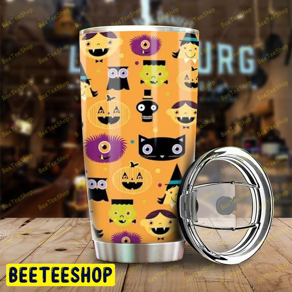 Skulls Cats Pumpkins Halloween Pattern 196 Tumbler