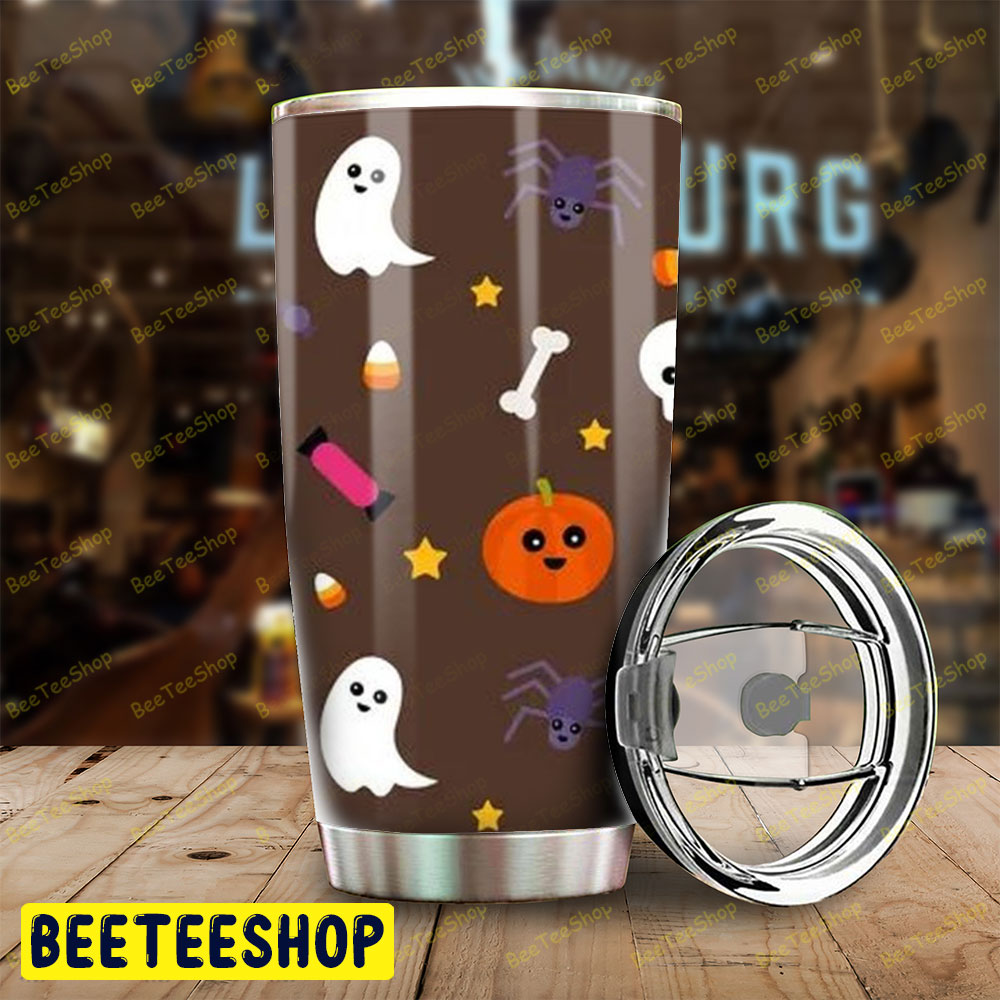 Skulls Ghosts Pumpkins Halloween Pattern 074 Tumbler